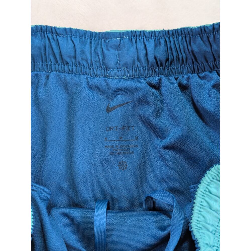 Nike Women's Tempo Dri-FIT Running Shorts Medium M Geo Print Teal Blue - Picture 4 of 12